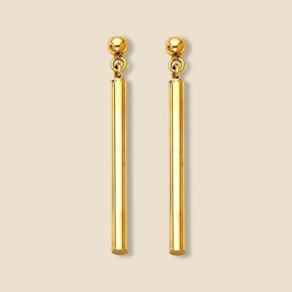 14k Real gold Hanging Bar earringsGold earringsMinimalBirthday gift